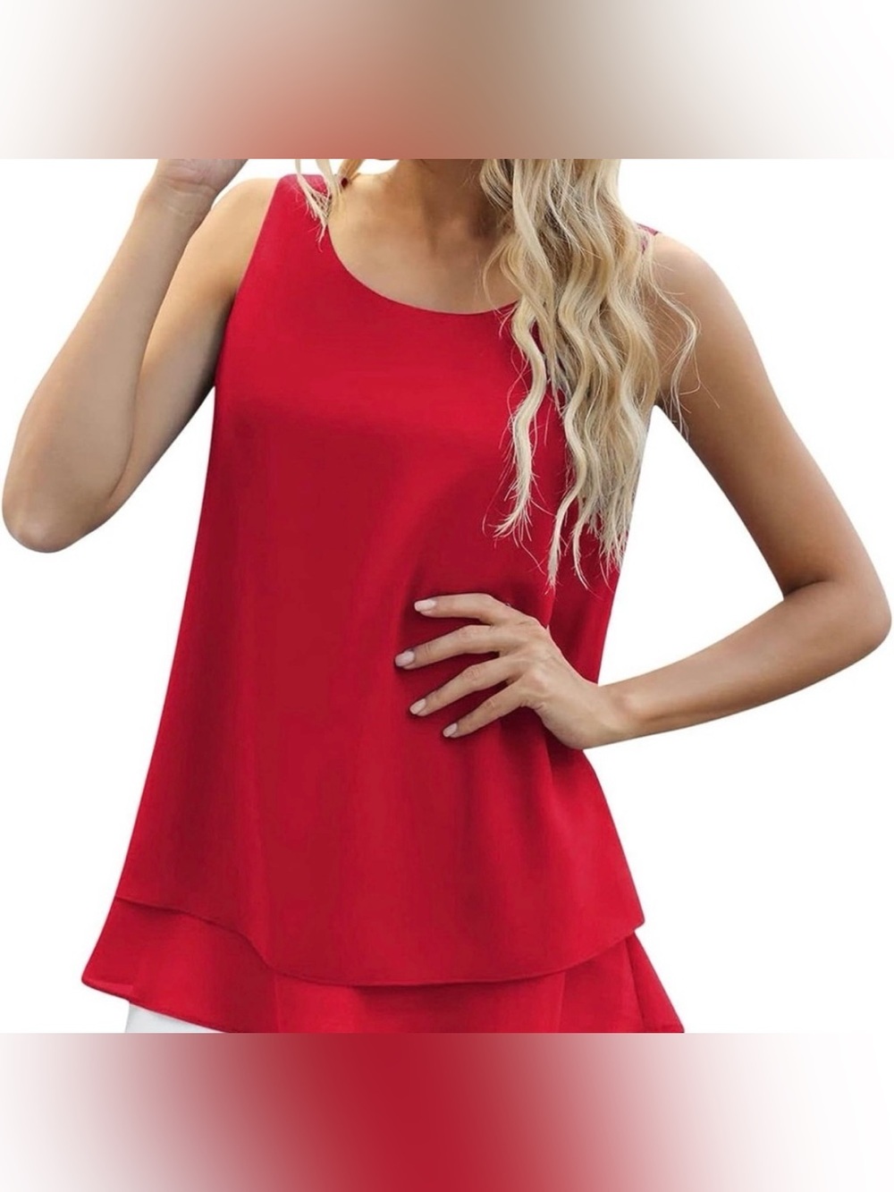 🥳 5 for $25 BUNDLE Red Sleeveless Layered Tank Blouse